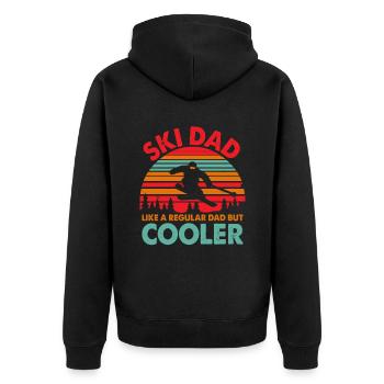 Ski-Papa wie ein normaler Vater, aber cooler Skifahren - Unisex Premium Bio Zip Hoodie - Schwarz - Hinten - Nico (187cm)