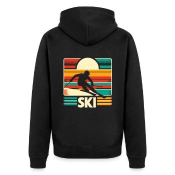 Ski rétro Skieur Ski Sports d’hiver Skis - Veste à capuche bio Premium Unisexe - noir - Dos - Nico (187cm)