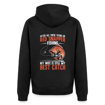After all these years of red snapper fishing, - Unisex Premium Organic Zip Hoodie - black - Back - Nico (187cm)