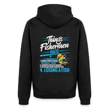 Dinge Fischer Hassen 1. Freunde, Die Witz Fischen - Unisex Premium Bio Zip Hoodie - Schwarz - Hinten - Nico (187cm)