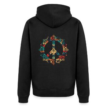 Namaste illustration of a beautiful, detailed - Unisex Premium Organic Zip Hoodie - black - Back - Nico (187cm)