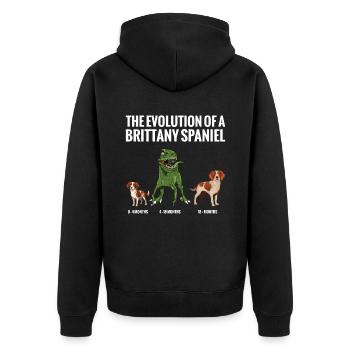 Die Evolution Eines Bretonischen Spaniel-hundes - Unisex Premium Bio Zip Hoodie - Schwarz - Hinten - Nico (187cm)