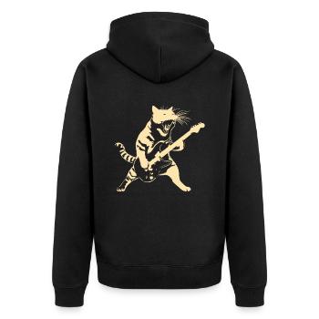 Rockin' Kitty A cool design with a cat - Unisex Premium Organic Zip Hoodie - black - Back - Nico (187cm)