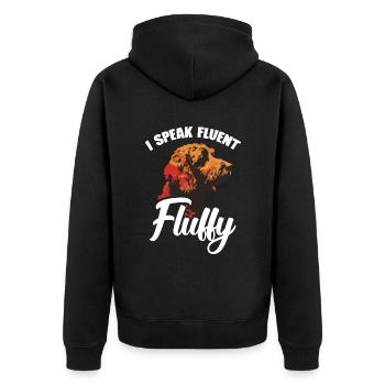 Bernedoodle, I speak fluently, fluffy - Unisex Premium Organic Zip Hoodie - black - Back - Nico (187cm)