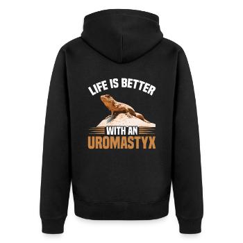La vie est meilleure avec un uromastyx - Veste à capuche bio Premium Unisexe - noir - Dos - Nico (187cm)
