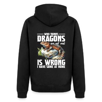 Uromastyx Who thinks that there are no real dragons - Unisex Premium Organic Zip Hoodie - black - Back - Nico (187cm)