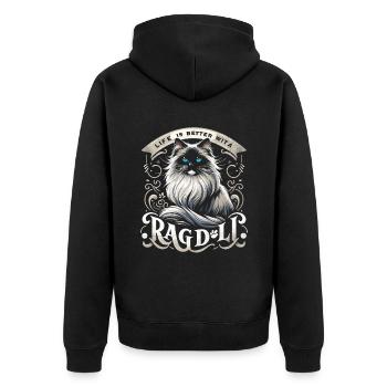 La vie est meilleure avec un Ragdoll Propriétaire de Ragdolls Cat L - Veste à capuche bio Premium Unisexe - noir - Dos - Nico (187cm)