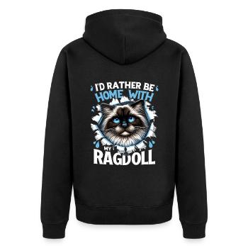 Je préfère être à la maison avec mon propriétaire Ragdoll Ragdolls - Veste à capuche bio Premium Unisexe - noir - Dos - Nico (187cm)