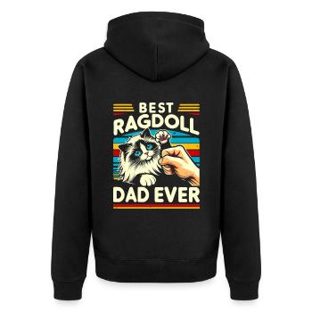 Bester Ragdoll Papa aller Zeiten Ragdolls Besitzer Katzenliebhaber - Unisex Premium Bio Zip Hoodie - Schwarz - Hinten - Nico (187cm)