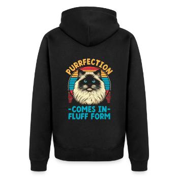Purrfection Kommt In Pluff Form Ragdoll Ragdolls C - Unisex Premium Bio Zip Hoodie - Schwarz - Hinten - Nico (187cm)
