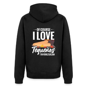 Natürlich Liebe Ich Tequeños, Ich Bin Venezolaner. - Unisex Premium Bio Zip Hoodie - Schwarz - Hinten - Nico (187cm)