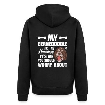 My Bernedoodle is harmless, to me you should - Unisex Premium Organic Zip Hoodie - black - Back - Nico (187cm)