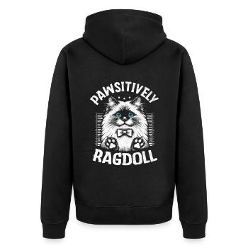 Pawsitively Ragdoll Ragdolls Cat Lover - Unisex Premium Organic Zip Hoodie - black - Back - Nico (187cm)