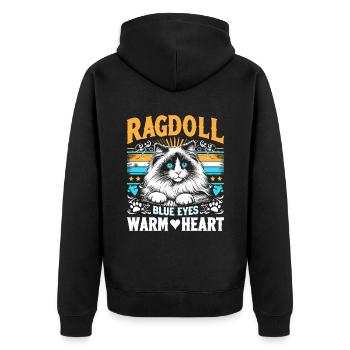 Ragdoll Yeux Bleus Coeur Chaud Ragdolls Amoureux des Chats - Veste à capuche bio Premium Unisexe - noir - Dos - Nico (187cm)