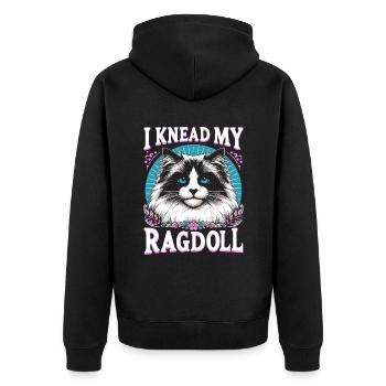 I Knead My Ragdoll Ragdolls Cat Lover - Unisex Premium Organic Zip Hoodie - black - Back - Nico (187cm)