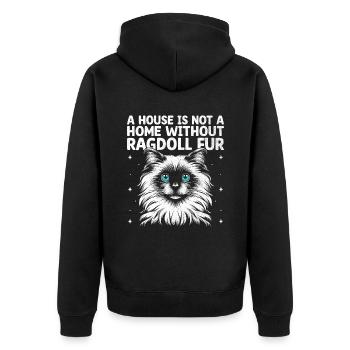 Ein Haus ist kein Zuhause ohne Ragdoll Fell Ragdolls - Unisex Premium Bio Zip Hoodie - Schwarz - Hinten - Nico (187cm)