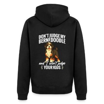Don't judge my Bernedoodle and I'll - Unisex Premium Organic Zip Hoodie - black - Back - Nico (187cm)