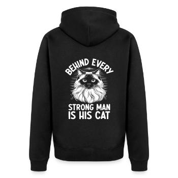 Derrière chaque homme fort se trouve son chat Ragdoll Lover R - Veste à capuche bio Premium Unisexe - noir - Dos - Nico (187cm)