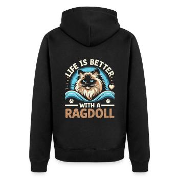 Life Is Better With A Ragdoll Cat Lover Ragdolls - Unisex Premium Organic Zip Hoodie - black - Back - Nico (187cm)