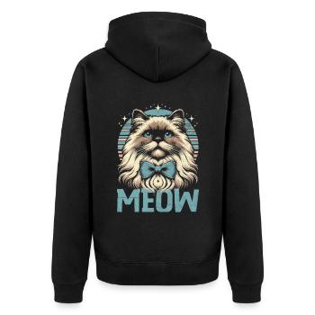 Meow Ragdoll Cat Lover Ragdolls Cats - Unisex Premium Organic Zip Hoodie - black - Back - Nico (187cm)