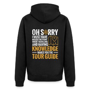 Oh, Tut Mir Leid, Ich Muss Den Punkt Verpasst - Unisex Premium Bio Zip Hoodie - Schwarz - Hinten - Nico (187cm)