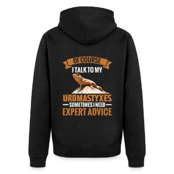 Natürlich Spreche Ich Manchmal Mit Meinen - Unisex Premium Bio Zip Hoodie - Schwarz - Hinten - Nico (187cm)