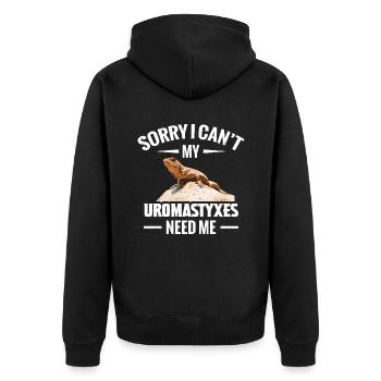 Tut Mir Leid, Ich Kann Nicht, Meine Kleinen - Unisex Premium Bio Zip Hoodie - Schwarz - Hinten - Nico (187cm)