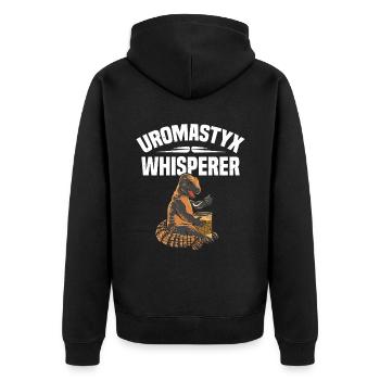 Verrückter Uromastyx Whisperer - Unisex Premium Bio Zip Hoodie - Schwarz - Hinten - Nico (187cm)
