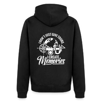 Ich Gebe Nicht Nur Touren, Ich Schaffe - Unisex Premium Bio Zip Hoodie - Schwarz - Hinten - Nico (187cm)