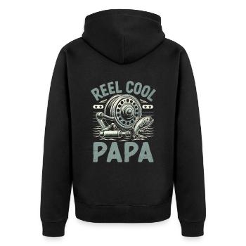 Reel Cool Papa Bass Fishing Angler Dad Fisherman A - Unisex Premium Organic Zip Hoodie - black - Back - Nico (187cm)