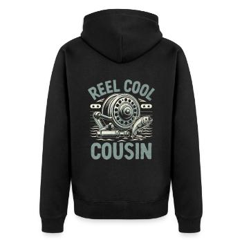 Rolle Cool Cousin Barsch Angeln Angler Fischer Ang - Unisex Premium Bio Zip Hoodie - Schwarz - Hinten - Nico (187cm)