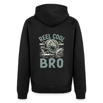 Reel Cool Bro Fishing Angler Fisherman Brother Ang - Unisex Premium Organic Zip Hoodie - black - Back - Nico (187cm)