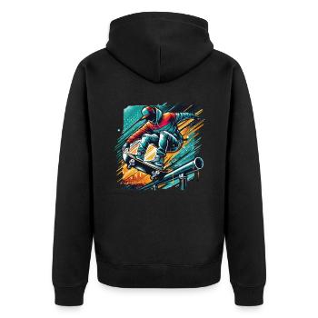 Skater on the Skateboarder Design Skatebording - Unisex Premium Organic Zip Hoodie - black - Back - Nico (187cm)