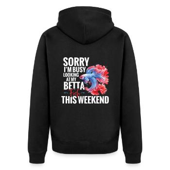 Sorry, I'm with it this weekend - Unisex Premium Organic Zip Hoodie - black - Back - Nico (187cm)