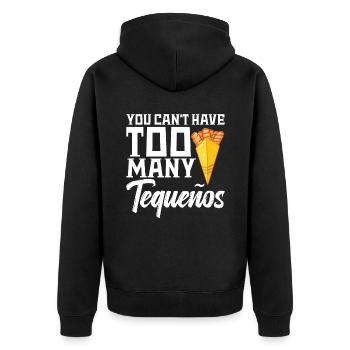 Man Kann Nicht Zu Viele Tequeños Haben - Unisex Premium Bio Zip Hoodie - Schwarz - Hinten - Nico (187cm)