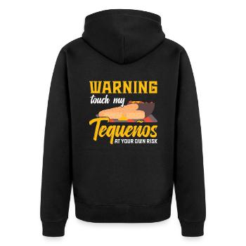 Attention: Touch my tequeños on your own - Unisex Premium Organic Zip Hoodie - black - Back - Nico (187cm)