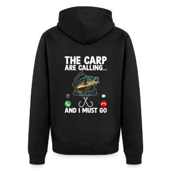 Die Karpfen rufen und ich muss angeln gehen Fisherm - Unisex Premium Bio Zip Hoodie - Schwarz - Hinten - Nico (187cm)