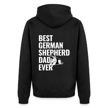 Bester Deutscher Schäferhund Vater aller Zeiten Hundeliebhaber GSD - Unisex Premium Bio Zip Hoodie - Schwarz - Hinten - Nico (187cm)