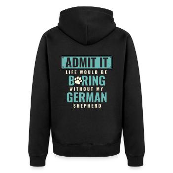 Admettez-le, la vie serait ennuyeuse sans mon anglais allemand. - Veste à capuche bio Premium Unisexe - noir - Dos - Nico (187cm)