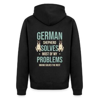 German Shepherd Solves Most Of My Problems Hiking - Unisex Premium Organic Zip Hoodie - black - Back - Nico (187cm)