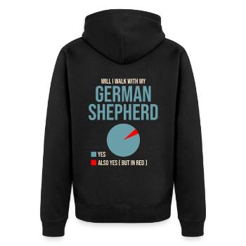 Will I Walk With My German Shepherd Dog Lover GSD - Unisex Premium Organic Zip Hoodie - black - Back - Nico (187cm)