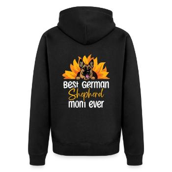 Beste Deutsche Schäferhund-Mama aller Zeiten Hundeliebhaber GSD - Unisex Premium Bio Zip Hoodie - Schwarz - Hinten - Nico (187cm)