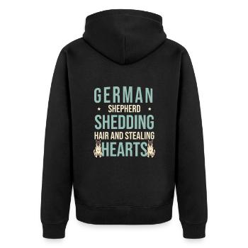German Shepherd Shedding Hair And Stealing Hearts - Unisex Premium Organic Zip Hoodie - black - Back - Nico (187cm)