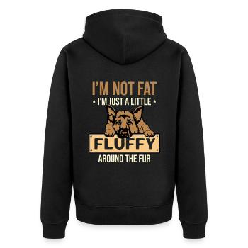 I'm Not Fat I'm Just A Little Fluffy Around The Fu - Unisex Premium Organic Zip Hoodie - black - Back - Nico (187cm)