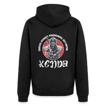 Decency. Integrity. Perseverance. Self-control. - Unisex Premium Organic Zip Hoodie - black - Back - Nico (187cm)