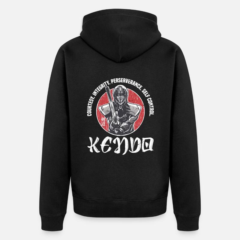 Anstand. Integrität. Ausdauer. Selbstbeherrschung. - Unisex Premium Bio Zip Hoodie - Schwarz