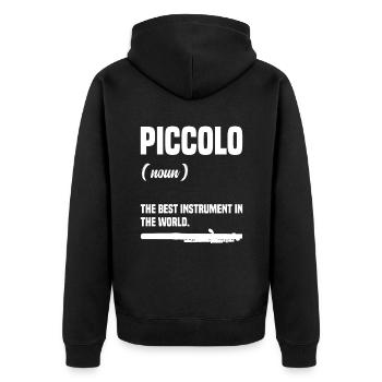 Piccolo (substantiv), Das Beste Instrument Der - Unisex Premium Bio Zip Hoodie - Schwarz - Hinten - Nico (187cm)