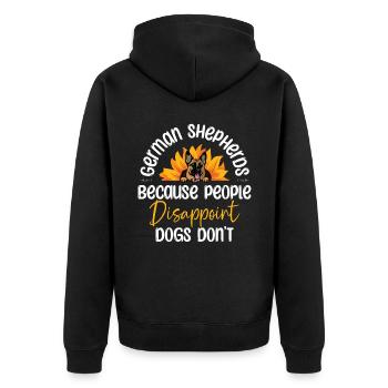 Deutsche Schäferhunde, weil Menschen Hunde enttäuschen - Unisex Premium Bio Zip Hoodie - Schwarz - Hinten - Nico (187cm)