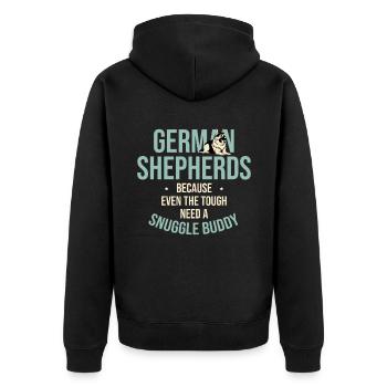 German Shepherds Because Even The Tough Need A Snu - Unisex Premium Organic Zip Hoodie - black - Back - Nico (187cm)