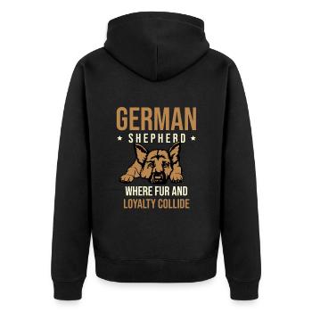 German Shepherd Where Fur And Loyalty Collide Dog - Unisex Premium Organic Zip Hoodie - black - Back - Nico (187cm)